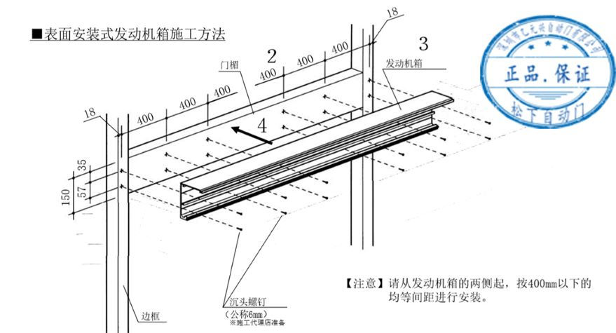 自動門發(fā)動機(jī)箱安裝示意圖